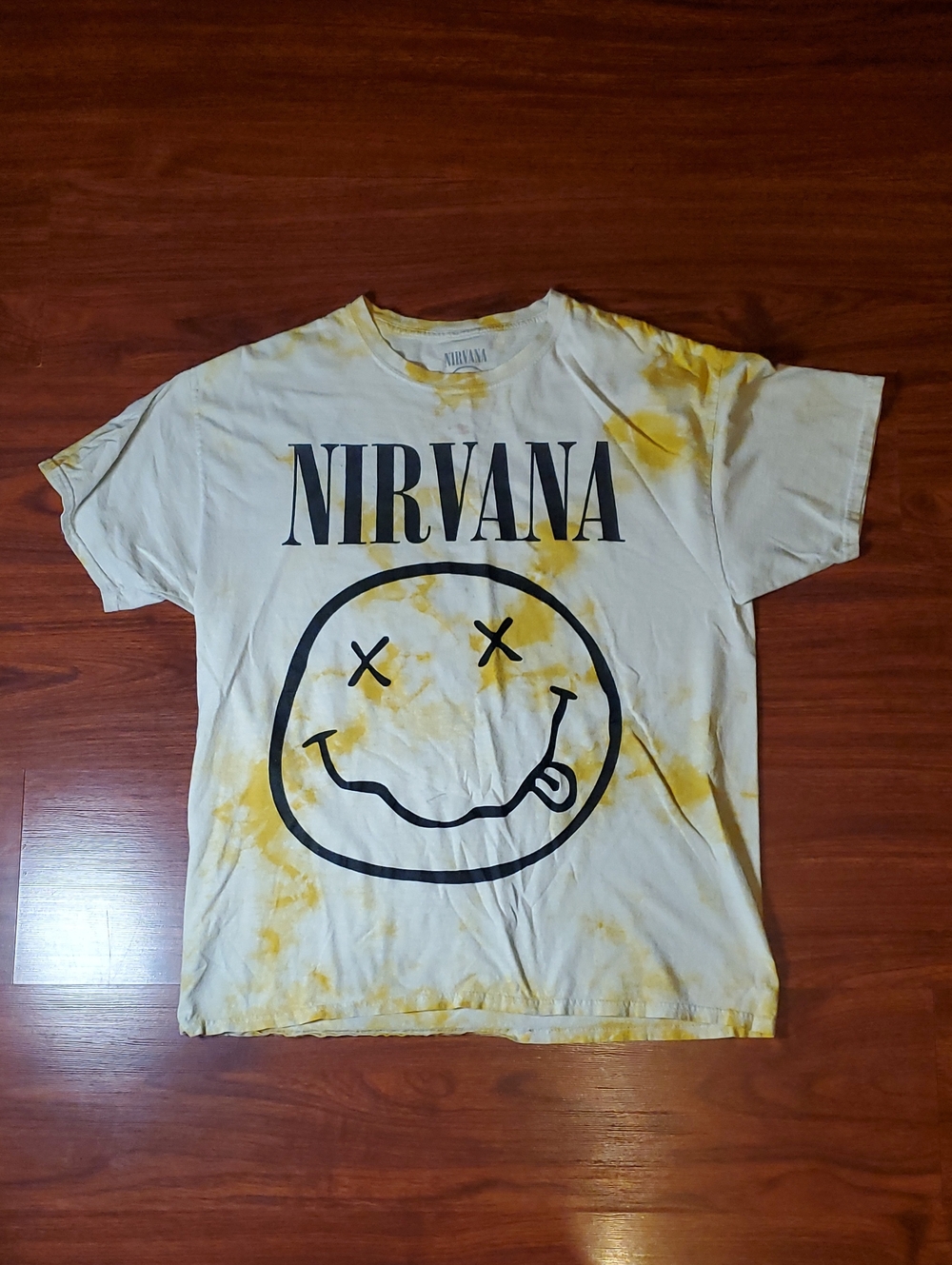 NIRVANA Yellow Tie-Dye Smiley Logo Tee